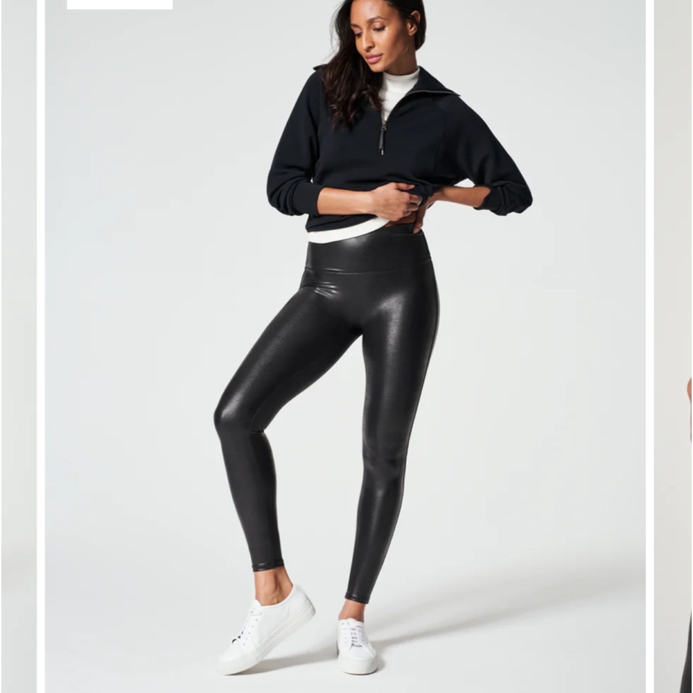 Spanx black faux leather leggings! XL great condition!